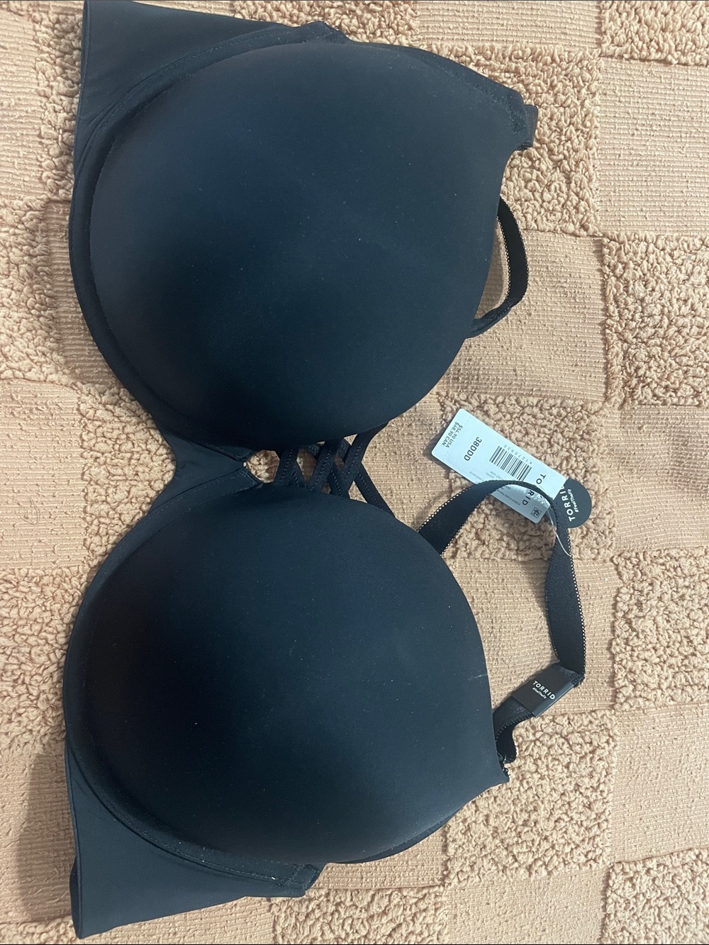 Smooth Black T-Shirt Bra with Crisscross Detail